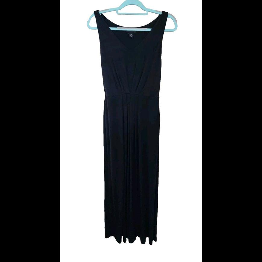 Adrienne Vittadini Maxi Dress Black Small V Neck Thick